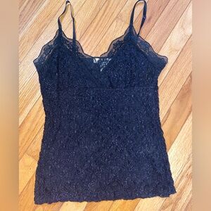 White House Black Market Black Lace Fitted Adjustable Strap Cami Tank Top- Small